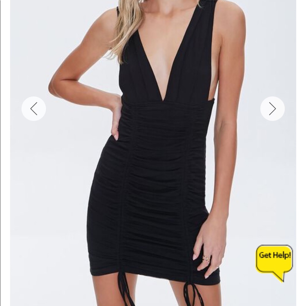🌼2 for 25🌼 Plunging Ruched mini black dress forever 21 S